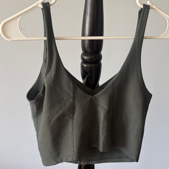 Old Navy Ribbed Dark Green Crop Top - Picture 2 of 3